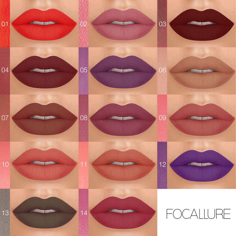 FOCALLURE Matte Liquid Lipstick ultra Matte Lip Tint Sexy Pigment Waterproof Batom Tint Nude lip stick Kiss-proof Lips Make up