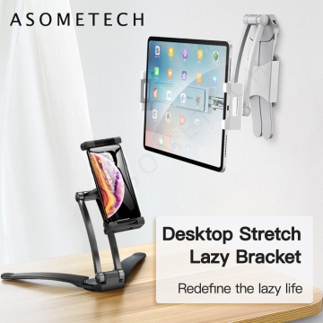 Mobile Phone Tablet Holder Adjustable Desktop Lifting Bracket Wall Mount Stand Fit for 5-10.5 inch Width Tablet Phones Pads