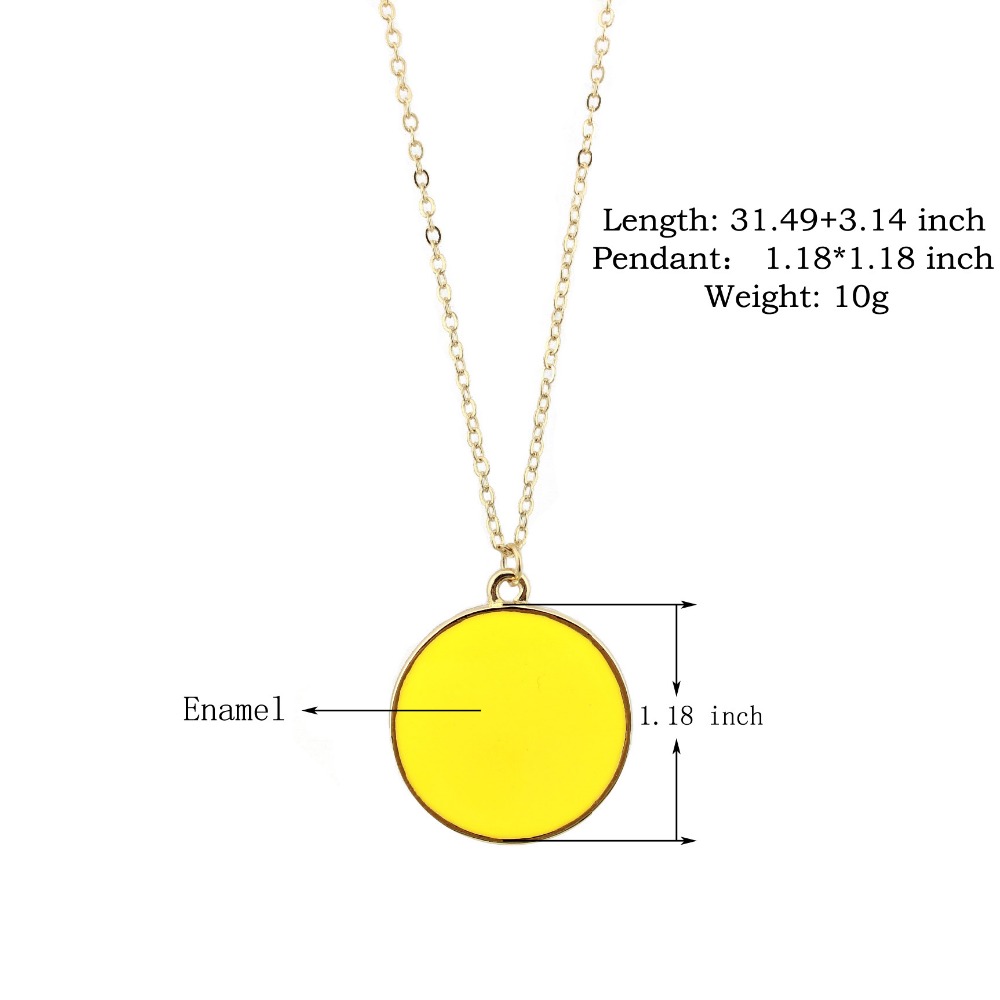 ZWPON New Monogram Enamel Blank Disk Disc Necklace Gold Fashion Women Medal Necklace Jewelry Wholesale