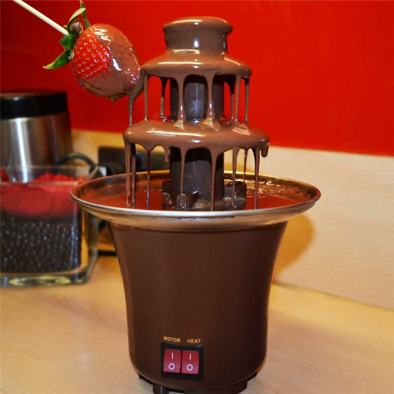 Three Layers Mini Chocolate Fountain Fondue Creative Chocolat Melt With Heating Machine DIY Melt Waterfall Pot Melting fuente de