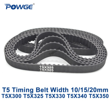POWGE T5 Synchronous timing belt C=300/325/330/340/350 Width 10/15/20mm Teeth 60 65 66 68 70 Rubber T5X300 T5X325 T5X330 T5X350