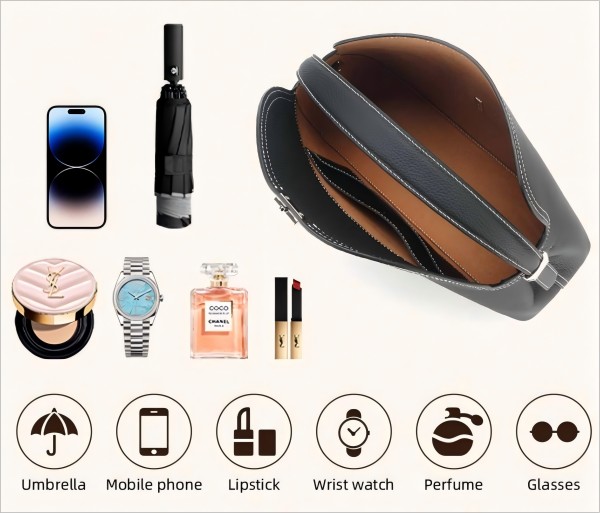 Leather flip-top fashion handbag for women