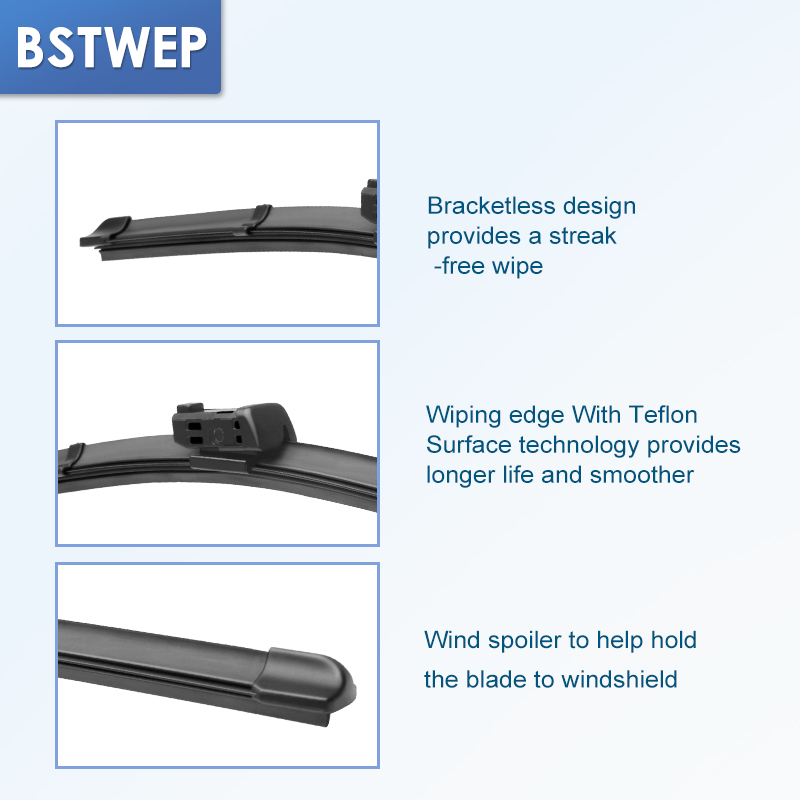 BSTWEP Windscreen Wiper Blades for Volkswagen VW Passat B5 B6 B7 B8 Fit Side Pin / Push Button Arm Model Year from 2002 to 2019