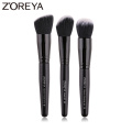 ZOREYA Class Black 3Pcs Makeup Brushes Set Super Soft Face Make Up Brush Kits Blush Slanted Powder Ultimate Blending Beauty Tool