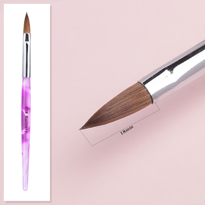 CHNRMJL NO.8/10 Pure 100% Kolinsky Sable Acrylic Nail Brush UV Gel Carving Liquid Powder Crystal Pen DIY Nails Art Manicure Tool