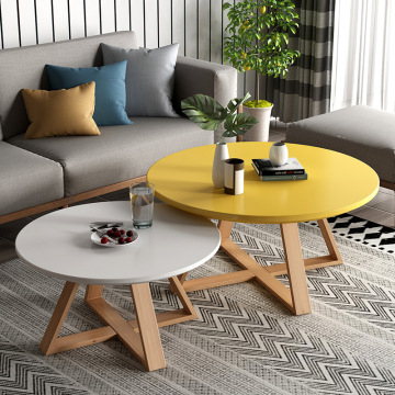 Originality Tables Combination Coffee Table for Living Room Solid Wood Round Tables Simple Assembly Center Tables