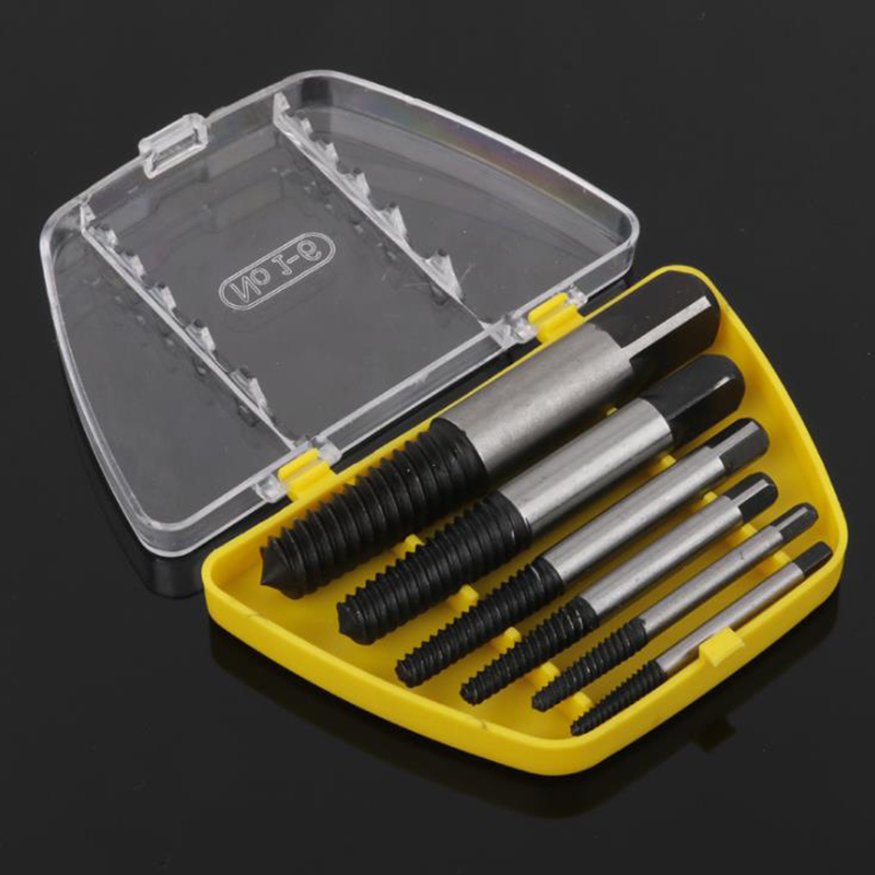 6PCS Broken Tap Extractor Guide Set Easy Out Broken Wire Screw Remover Tools Screw Extractor Wrench Set Drill Bit