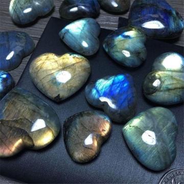 LTP natural crystal semi-precious moonstone Romantic Heart Shape Faux Labradorite Stone Specimens Collection Fish Tank Decoratin