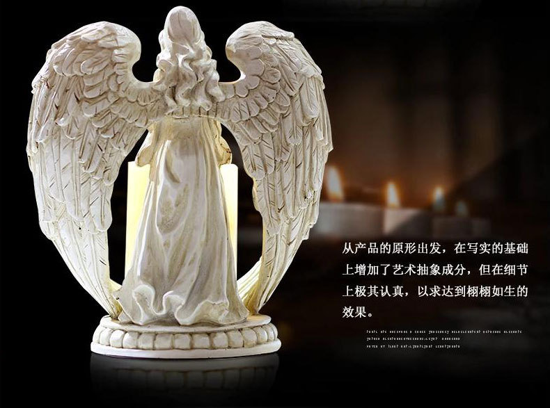 Angel Statue Candle Holder Electronic Candlestick Decoration Christ Prayer Home and Church Decoration Resin Material Gift