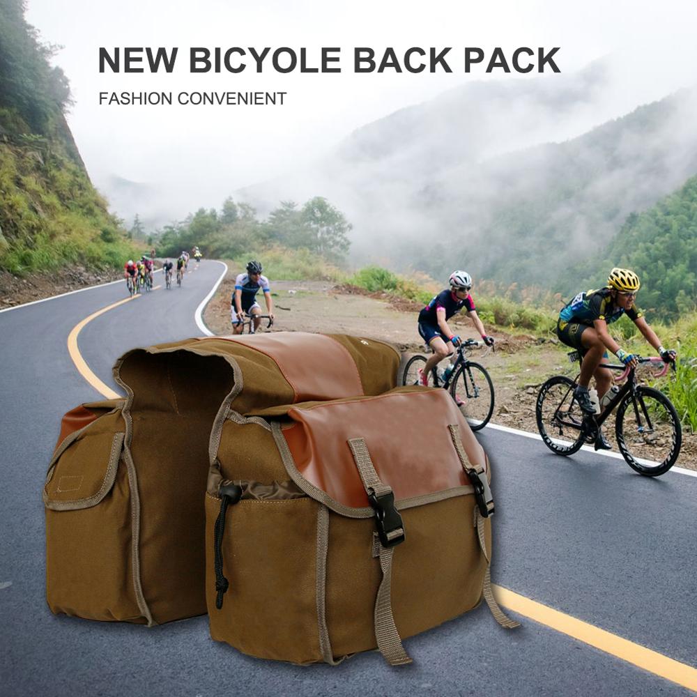 New upgrade Leather Motorbike Cycling Saddle Bag Waterproof Motorcycle Canvas Panniers Box Bicycle Riding Back Seat Bags