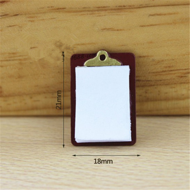 1PC Useful Mini Dollhouse Miniature Accessories Alloy Clipboard with Real Paper Attached Small Memo Pad