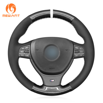 MEWANT Black PU Carbon Fiber Suede Car Steering Wheel Covers for BMW M Sport F10 F11 (Touring) F07 F12 F13 F06 F01 F02 M5 F10