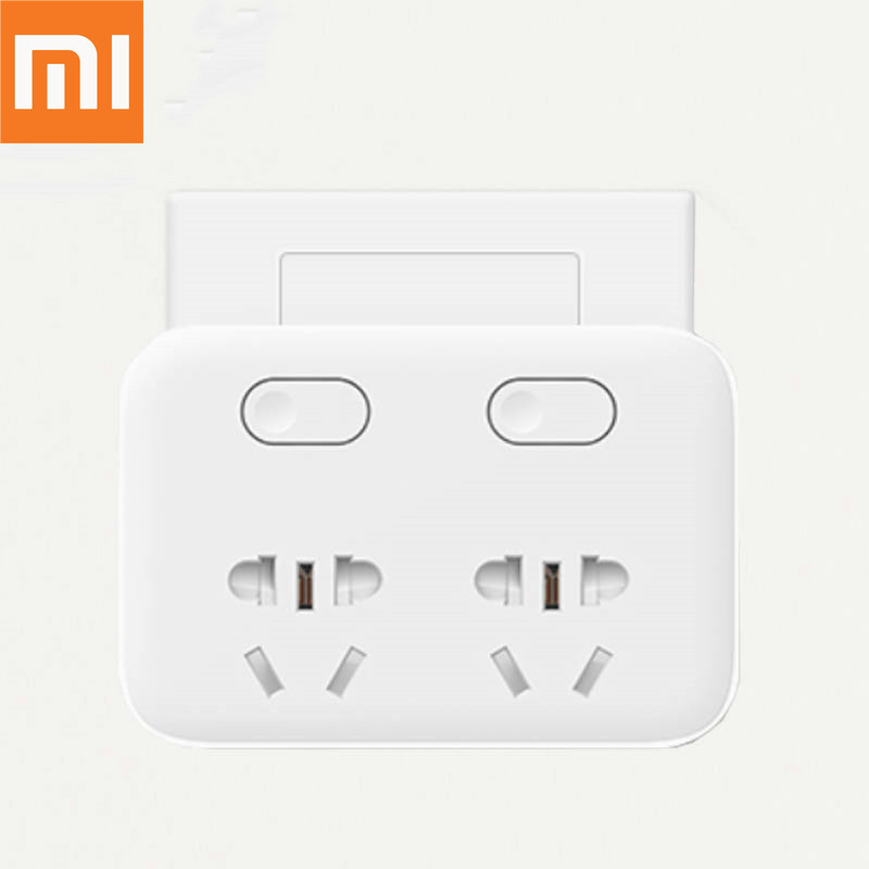 Original Xiaomi Mijia Power Strip Converter 2 Sockets Plug 2 Individual Switches Fast Charging For Home Travel Adapter Mi 5V 2A