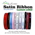 HAOSIHUI 6mm-100mm Custom Printed Flat Ribbon Personalized Logo Polyester Ribbon Wedding Birthday Satin Ribbons 100 yard /lot