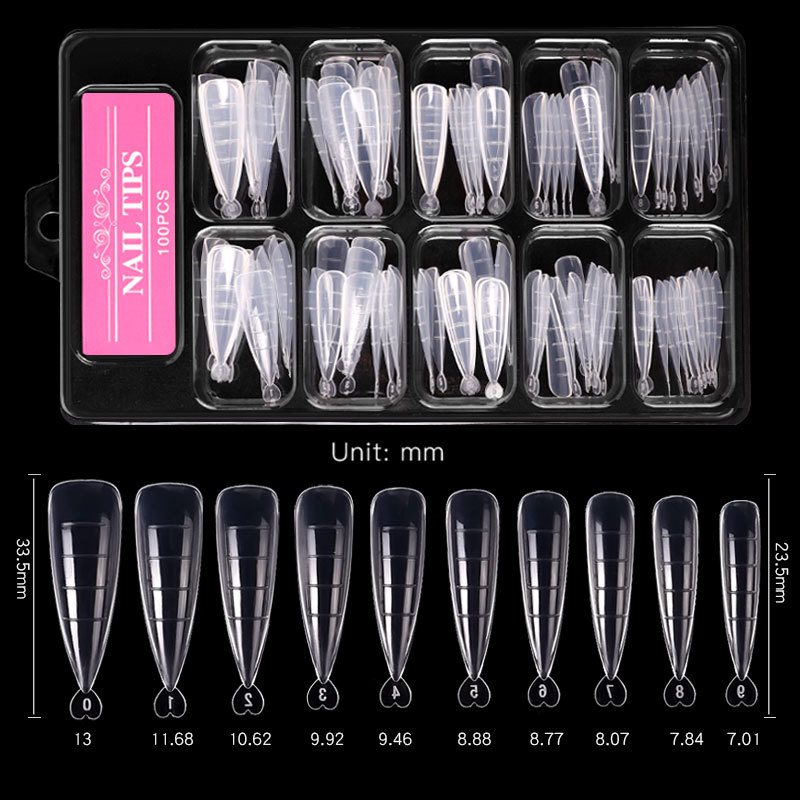 100 Pcs/Set Poly Nial Gel Quick Building Mold Tips Nail Dual Forms Finger Extension Nail Art UV Builder Easy Find Nail Tools