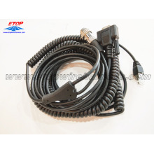 Coiled RJ45 cable to DB9 and 4pin connector
