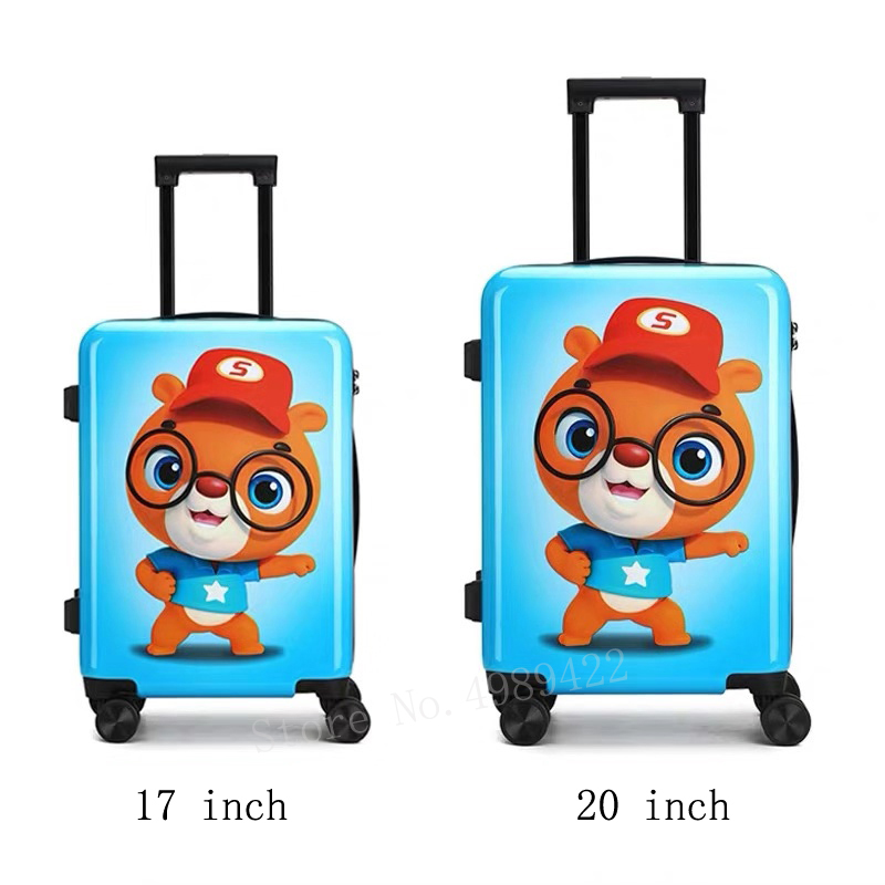 Kid's suitcase 17''carry on trolley luggage bag Cabin travel suitcase with wheels Children's Cartoon Bear Luggage coded lock bag