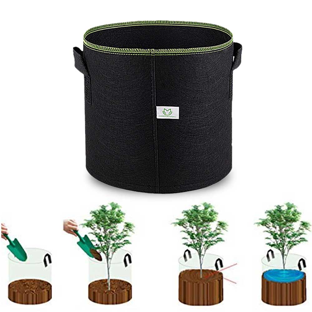 5pcs Fabric Pots with Handles Plant Smart Grow Bags Portable Garden Planter Heavy Duty Aeration Nonwoven Plant Fabric Bag