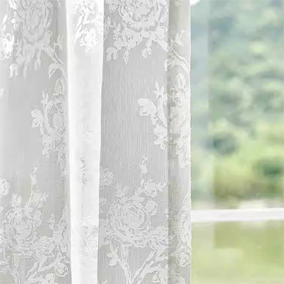Shading Hollow-out Embroidery Rose Gauze Curtain