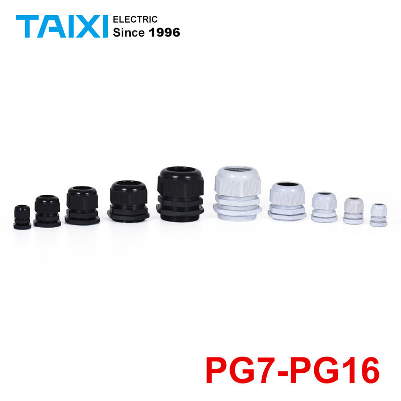 PG Nylon Cable Gland Plastic Electric Wire Waterproof Cable Fix Joint IP68 PG7 PG9 PG11 PG13.5 PG16 PG19 4-50MM Gram Head CE