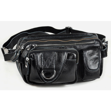 Fashion New Genuine Leather Waist Packs For Men Belt Bag men Waist Bag Leather Fanny Packs big Money Holder large capacity Black