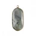 Gemstone Agate Wrapped Cooper Gold Stone Pendant Natural Stone Rectangle Charm Pendant for DIY Jewelry Making
