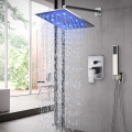 Brushed Nickel Showe Faucet Rainfall Shower Head LED Bath Water Faucet Wall Mounted Bathtub Shower Mixer Tap Shower Set