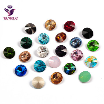 YANRUO 1122 Rivoli Fancy Stones Glass Strass Crystal Pointback Jewelry Sew On Rhinestones for Needlework DIY Crafts