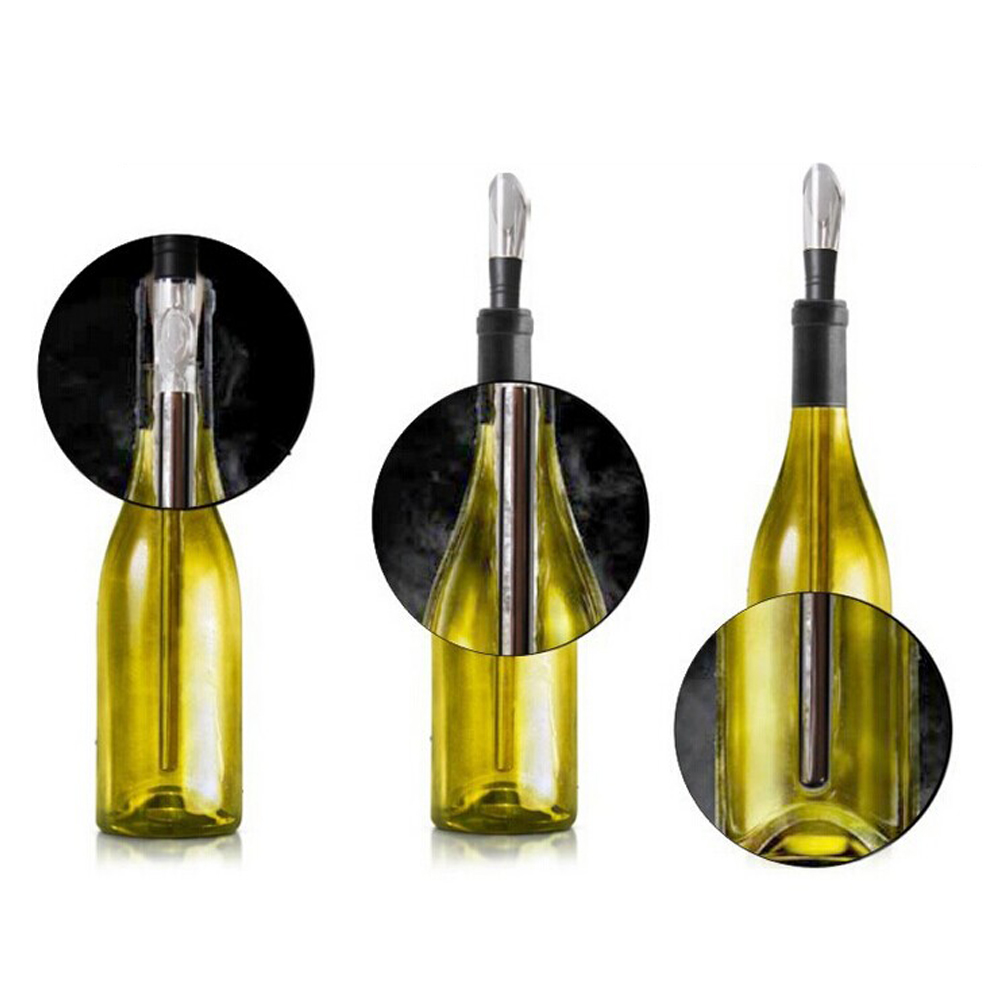 Stainless Steel 2-In-1 Wine Cooler Chiller Glaciere Cooler Cerveja Stick with Pourer Beer Beverage Frozen Stick Bar Tool