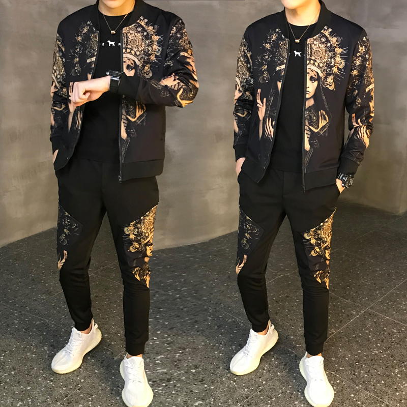 Jacket+Pants Men Set Spring Autumn Man Sport 2 Piece Sets Sport Suit Jacket + Pants Tracksuit 2020 New Men Tracksuit Asian Size