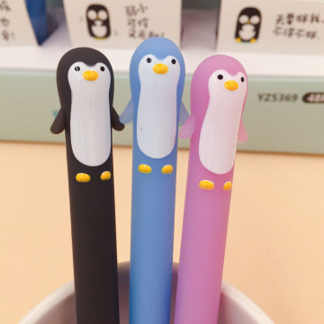 1 Pieces Lytwtw's Cartoon Cute Penguin Soft Silicone Kawaii School Office Stationery Gel Pen Handles Creative Gift Supply