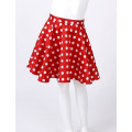 Big Girls Vintage 1950s Smooth Satin Polka Dots Back Zipper Closure Full Circle Flared Swing Skirt Casual Above Knee Mini Skirts