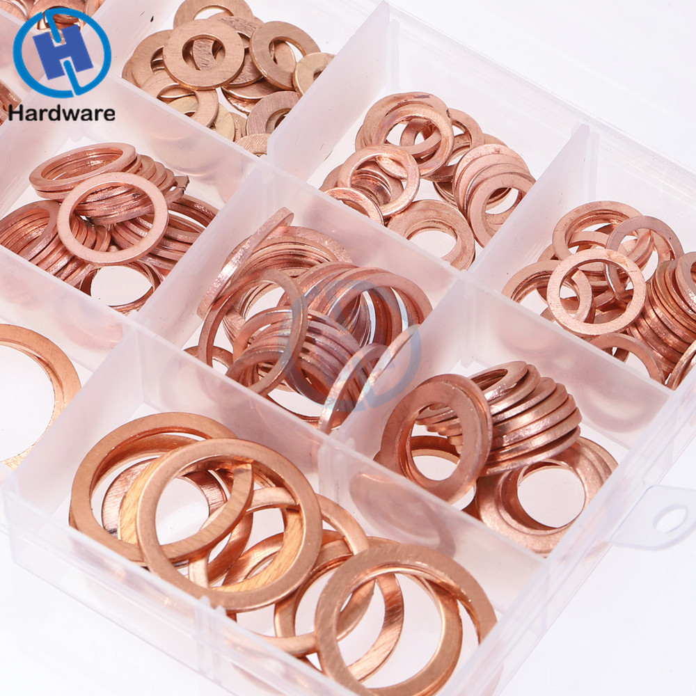 280pcs Solid Copper Gasket Assorted Copper Washers Sealing Ring Set with Case 12 Sizes M5-M20