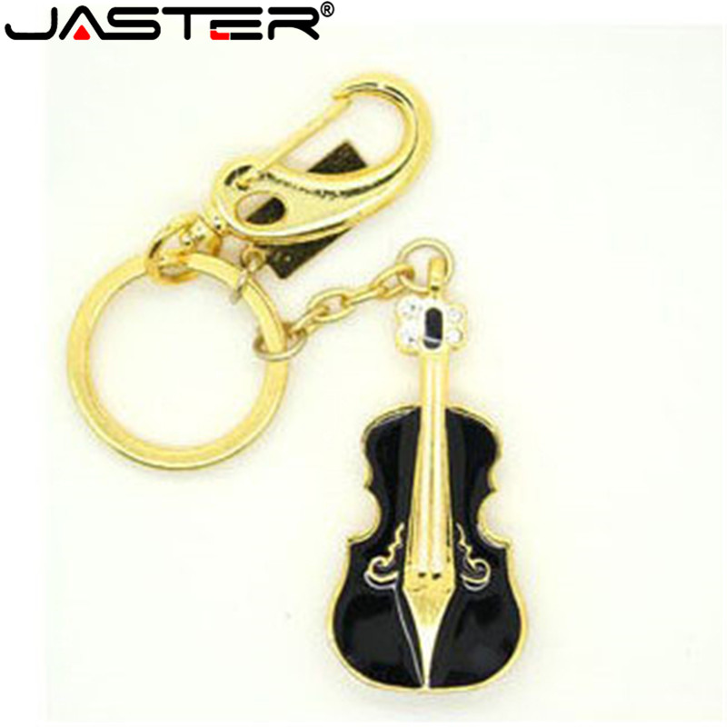 JASTER Metal mini Violin Guitar crystal USB Flash Drive pen drive 64GB/16G/32GB memory stick usb 2.0 USB creativo diamond U disk