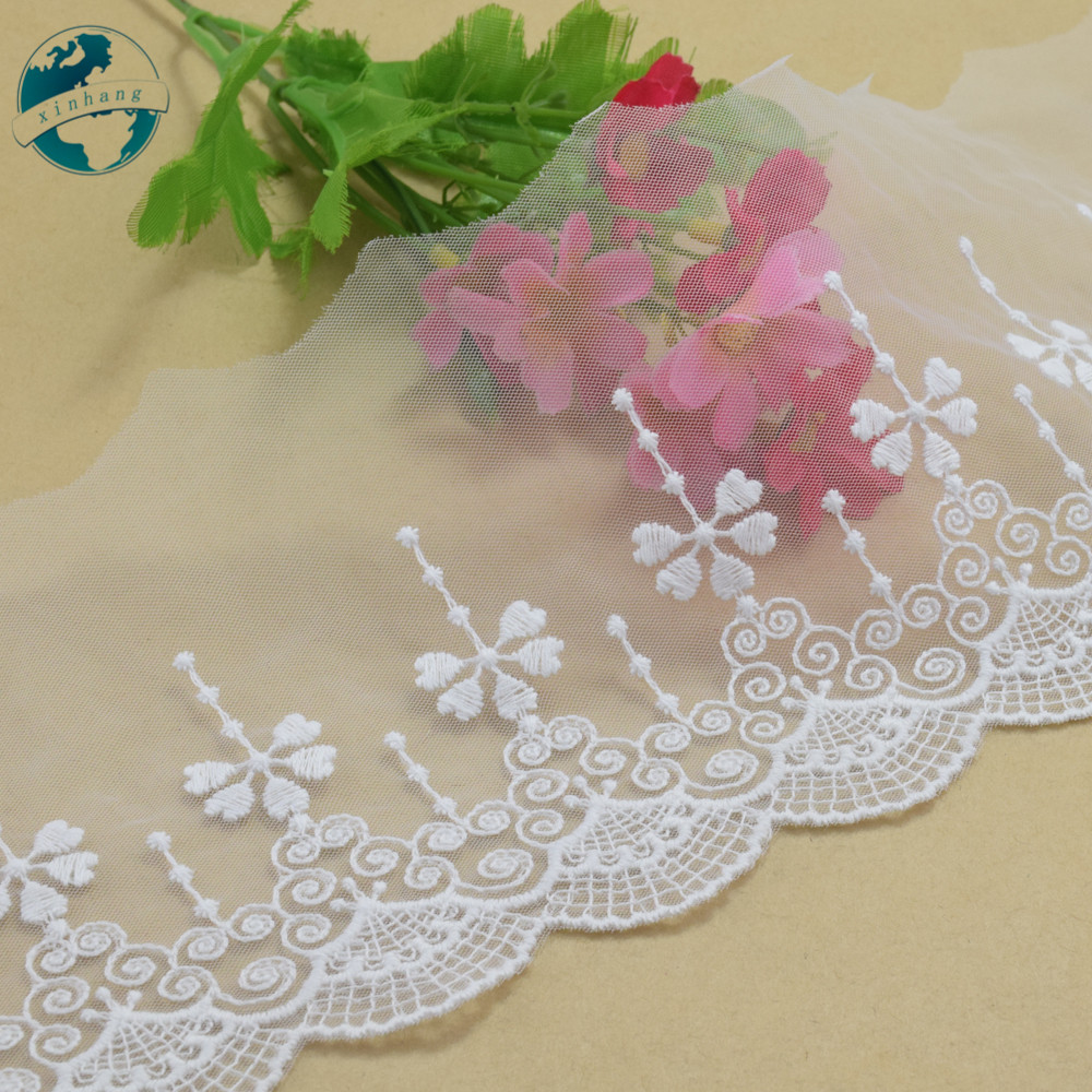 10.5cm width white lace cotton embroidery lace french lace ribbon fabric guipure diy trims warp knitting sewing Accessories#4132