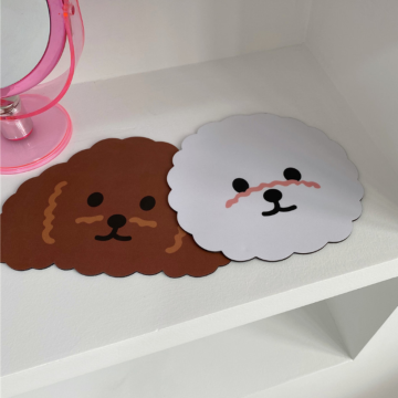 Dropshipping Ins Cartoon Dog Mouse Pad Simple White Color Rubber Mouse Mat For Girl Computer Game