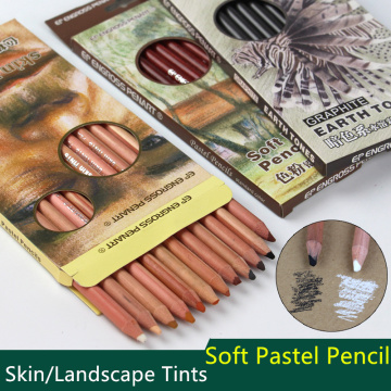 12pcs/box Wood Soft Pastel Pencil Set Skin Landscape Dark Tints for Artist Painting School Supplies Colored Pencils Set ST-12R