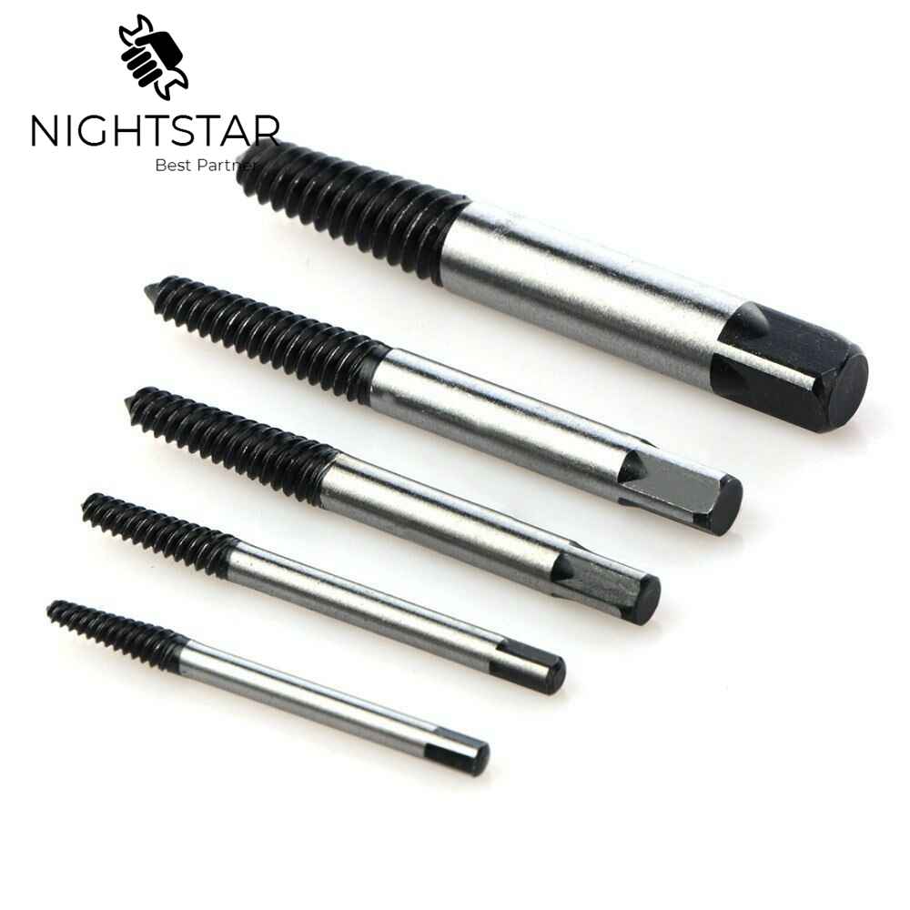 5Pcs Steel Broken Speed Out Damaged Screw Extractor Drill Bit Guide Set Broken Bolt Remover Easy Out Set