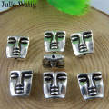 Julie Wang 15PCS Square Face Beads Metal Alloy Antique Silver Color Spacer Bead Handmade Bracelet Jewelry Making Accessory