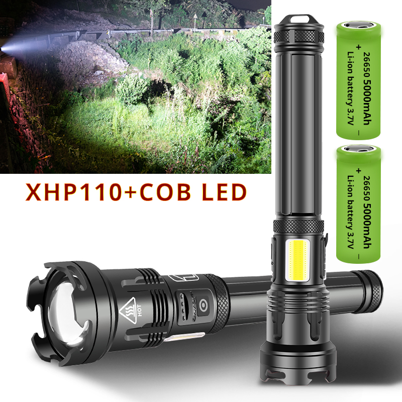5000mAh Powerful XHP110 XHP90.3 LED Flashlight USB rechargeable torches tacticle flashlights COB lantern Waterproof Flash Lamp