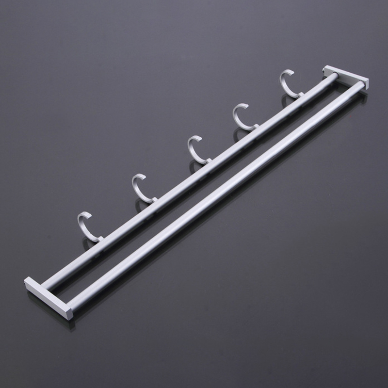 2 Layer Aluminum Wall-Mounted Shower Shelf Metal Bathroom Towel Coat Rack Shower Tray Bathroom Towel Bracket