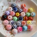 Mixed Colors 10MM Wholesale Loose Striped Plastic Resin Cheap Jewelry Beads Fit European Charm Bracelet