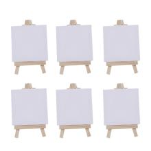 6 Sets of Mini Stretched Artist Canvas Art Board White Blank Art Boards Wooden Oil Paint Artwork Painting Board (White)