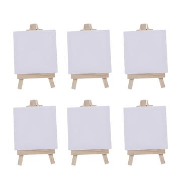 6 Sets of Mini Stretched Artist Canvas Art Board White Blank Art Boards Wooden Oil Paint Artwork Painting Board (White)