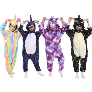 Winter Flannel Unicorn Kigurumi Cosplay Costume For Children Kids Stitch Dinosaur Panda Animal Onesies Pajamas Baby Sleepwear