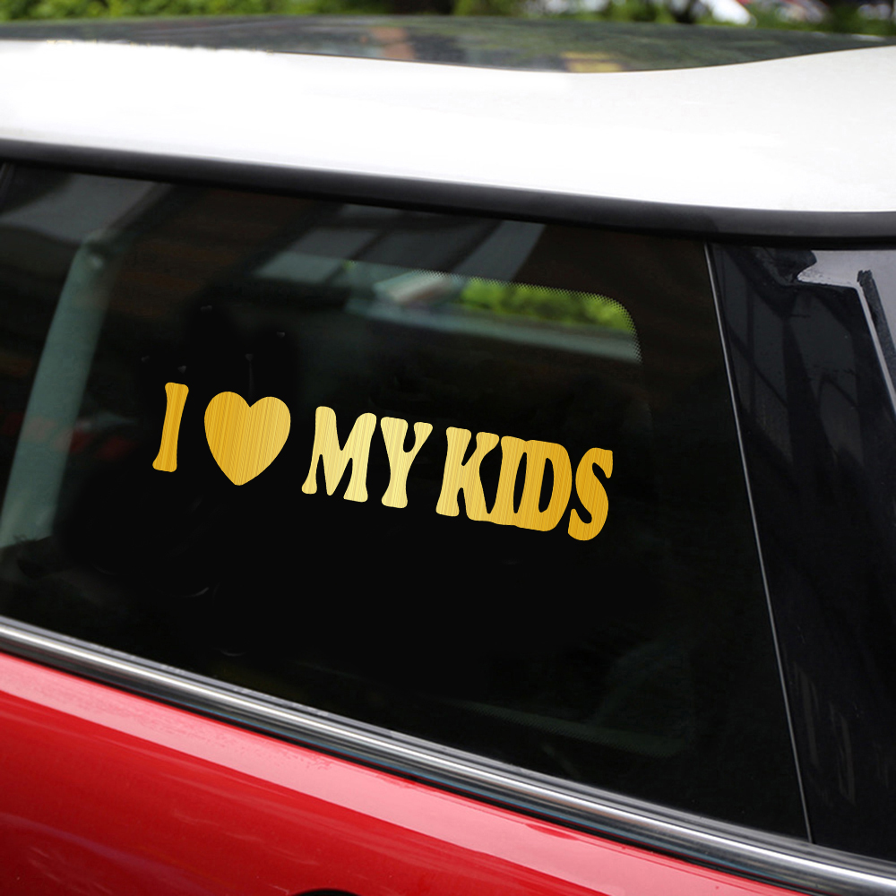New Car Styling 18.8*4cm I Love My Kids Car Stickers Window Door Decals Vinyl Stickers for Car Decoration Accessiores