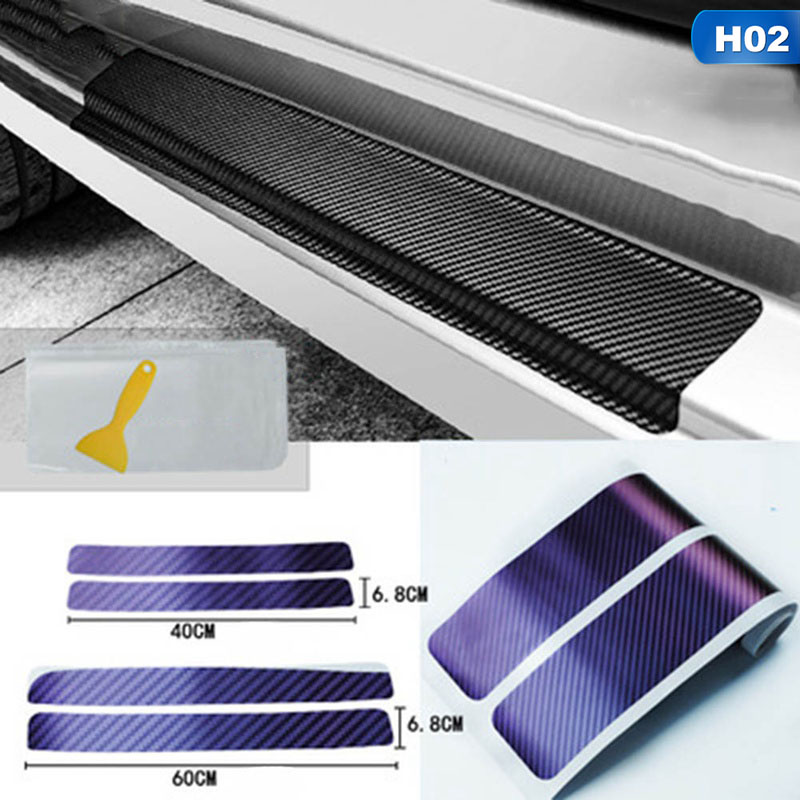 4Pc Universal Car Styling Sticker Carbon Fiber Door Sill Scuff Plate Guards Door Sill Protector Car Accessories