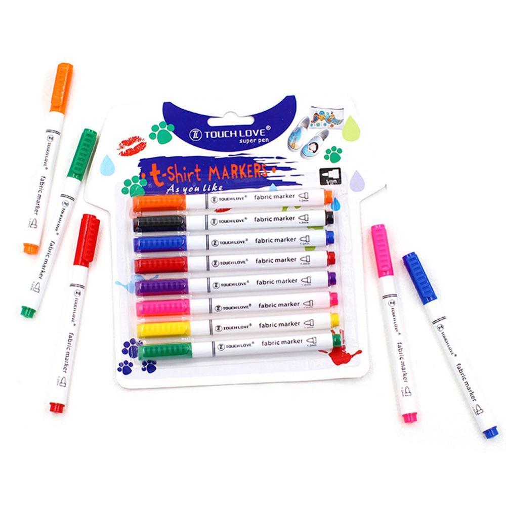 8Pcs/Set Clothes Textile Markers Fabric Paint Pens DIY Pen Pigment Supplies Marker Writing Painting Crafts T-shirt Liner Pe A6Q8
