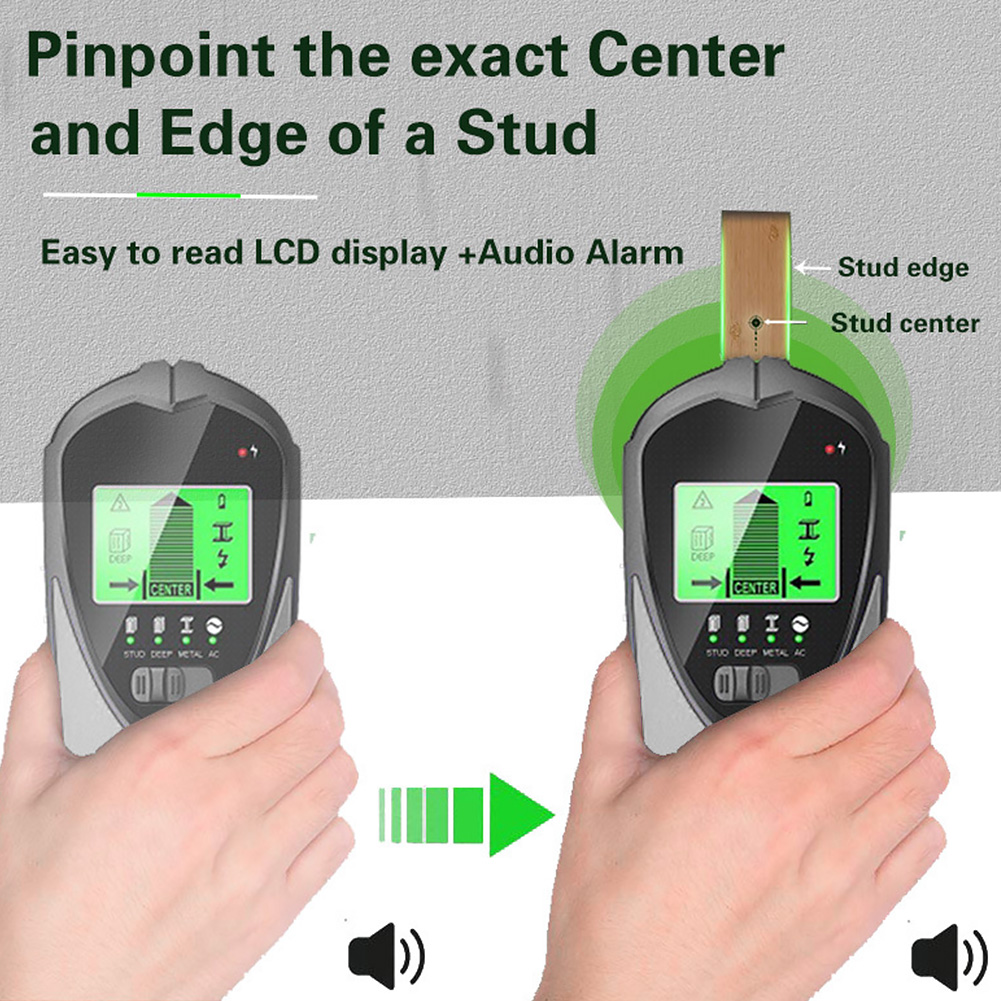 4 In 1 Backlit Wall Scanner Stud Finder Center Beam Sensor LCD Display Portable Wire For Wood Electronic Joist Detection