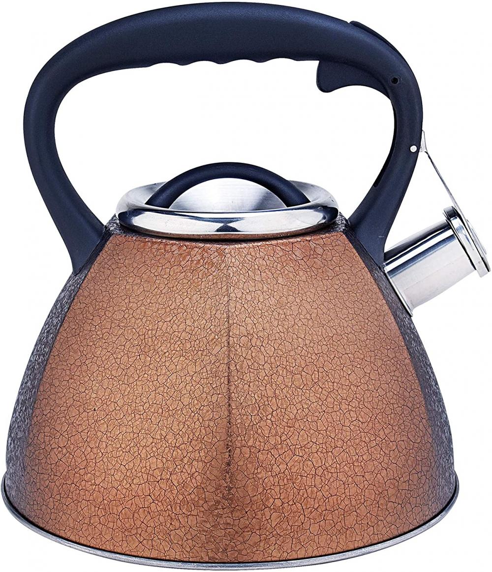 Golden Frosted Stainless Steel Whistling Tea Kettle
